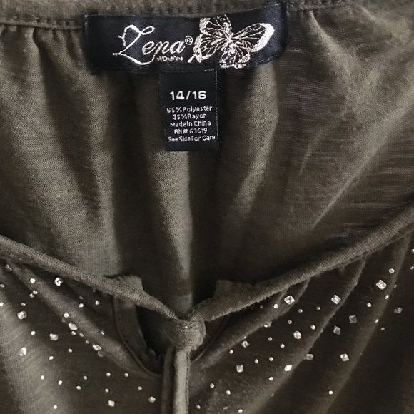 Lena Women's Short Sleave Rhinestone Blouse - Picture 6 of 6